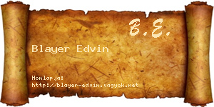 Blayer Edvin névjegykártya